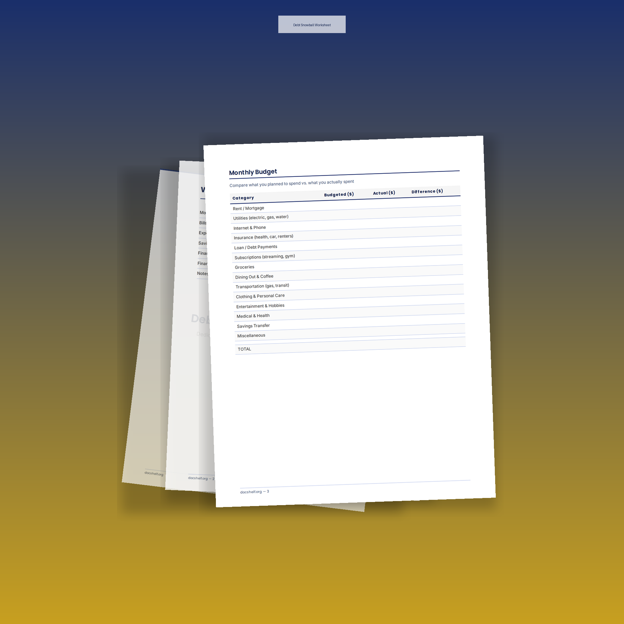 Debt Snowball Worksheet