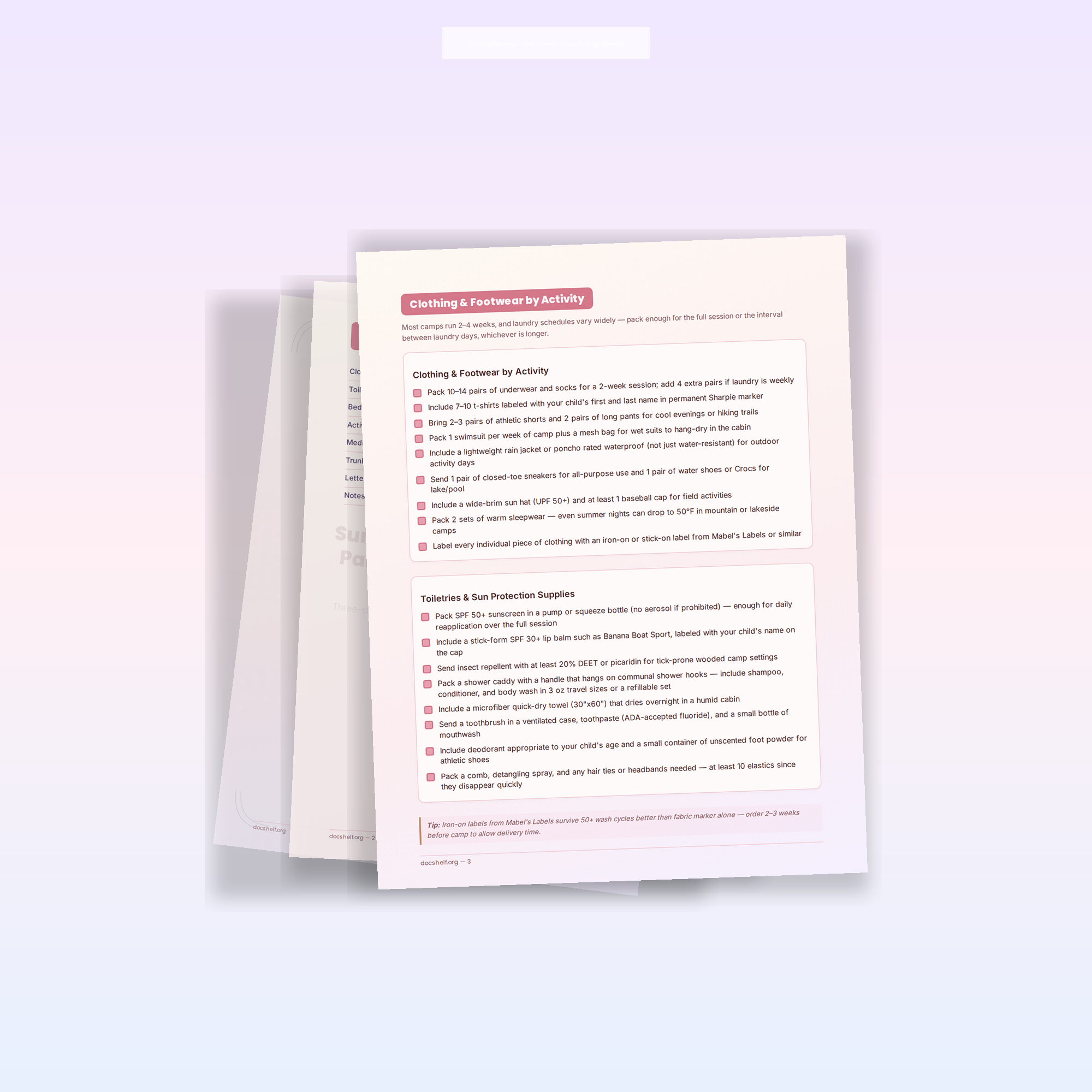 Camp Packing Checklist