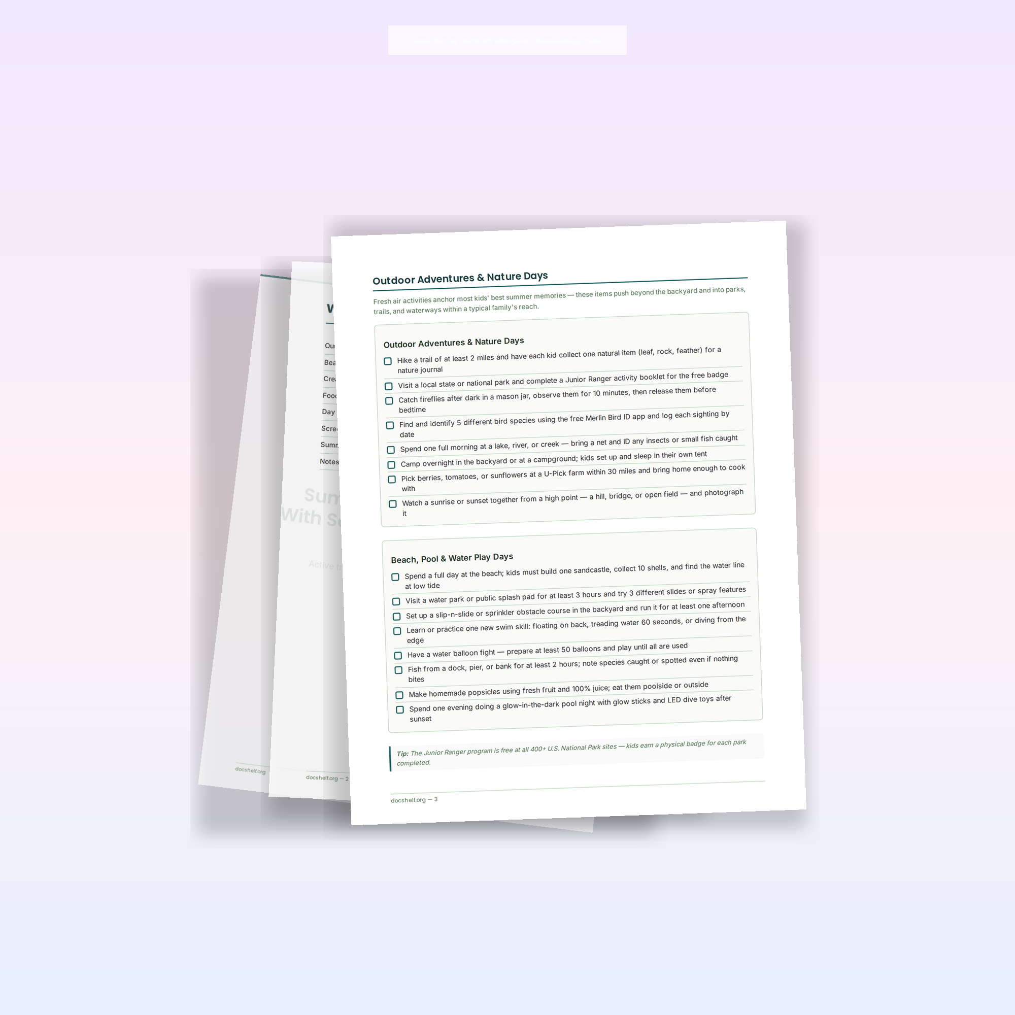 Summer Bucket List Tracker