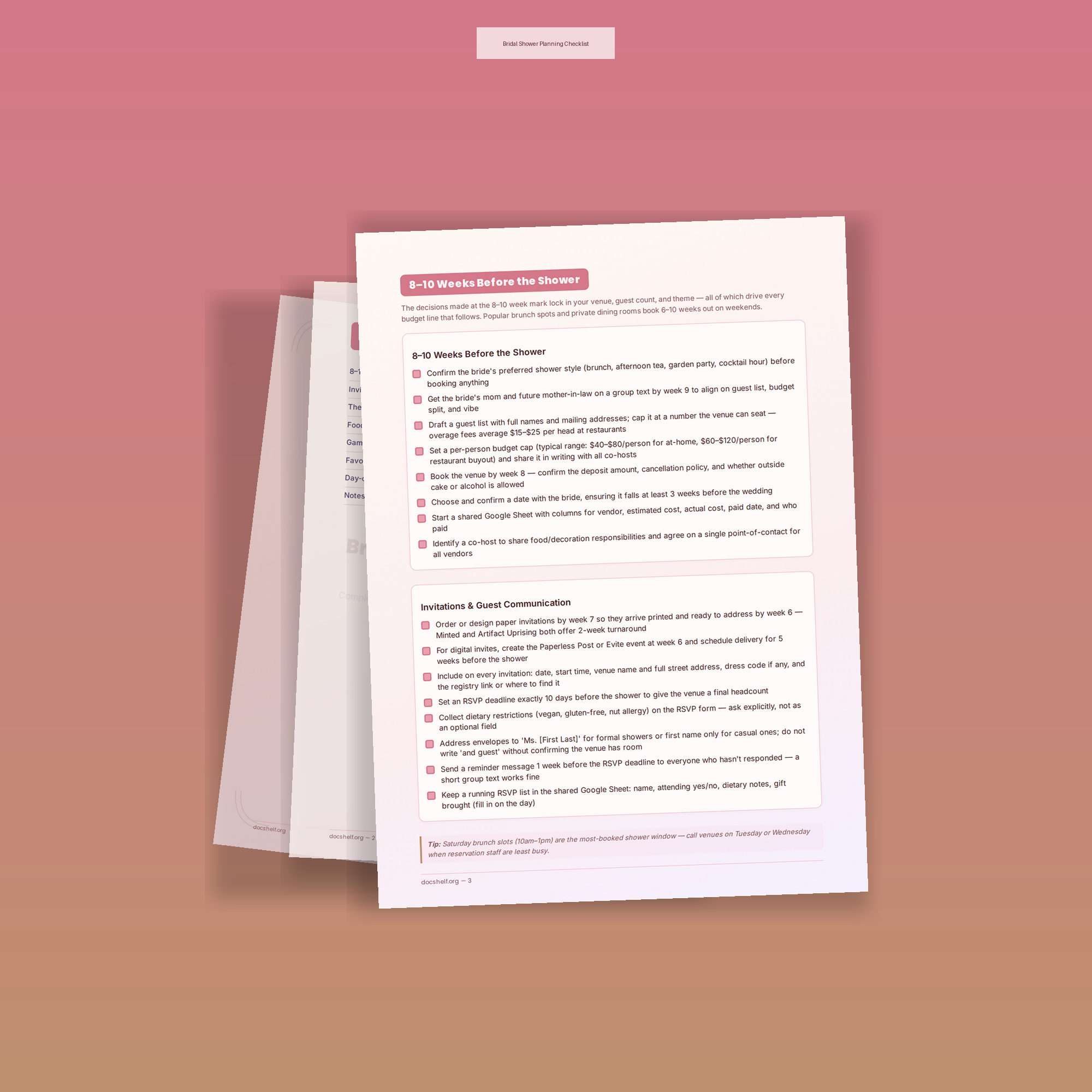 Bridal Shower Planning Checklist