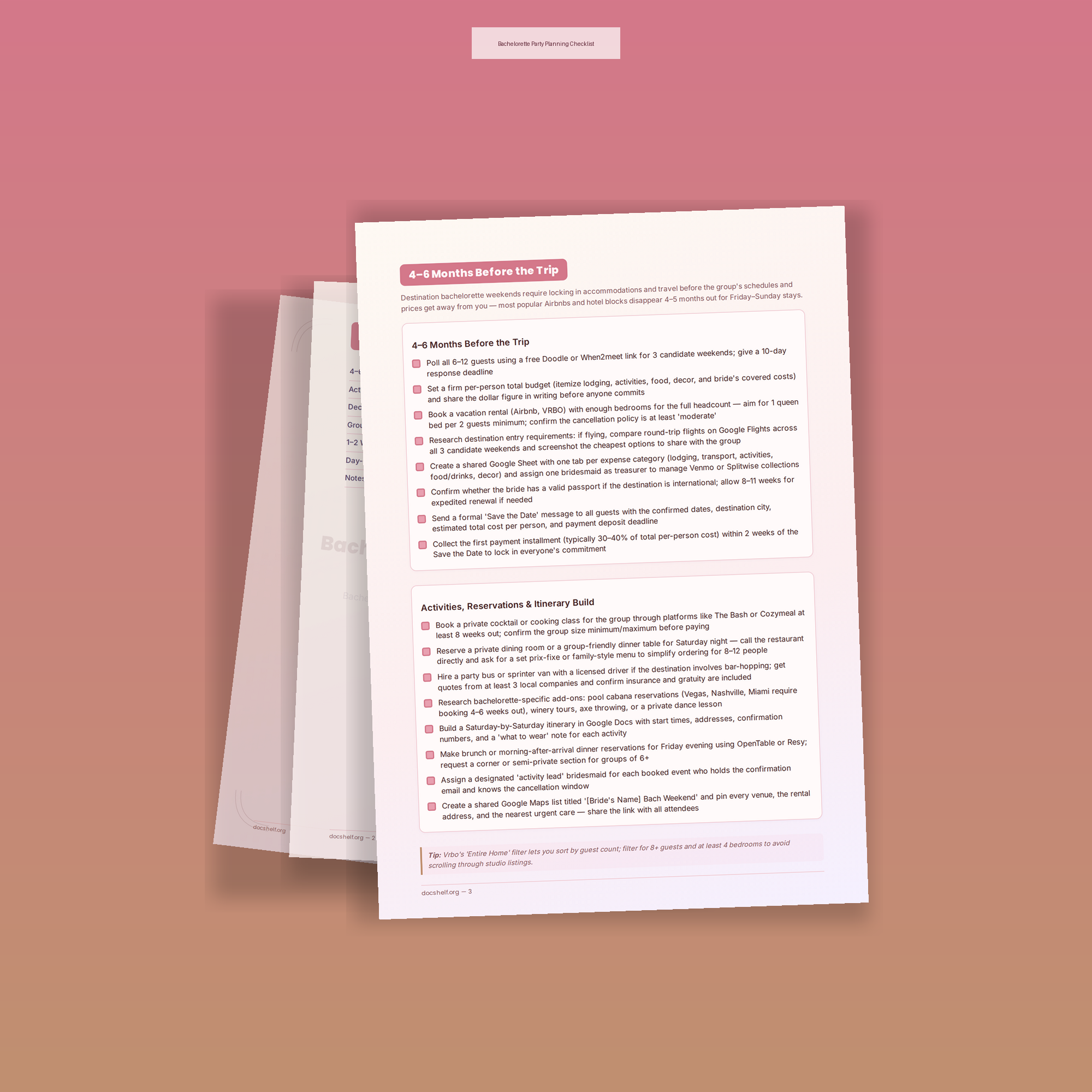 Bachelorette Party Planning Checklist