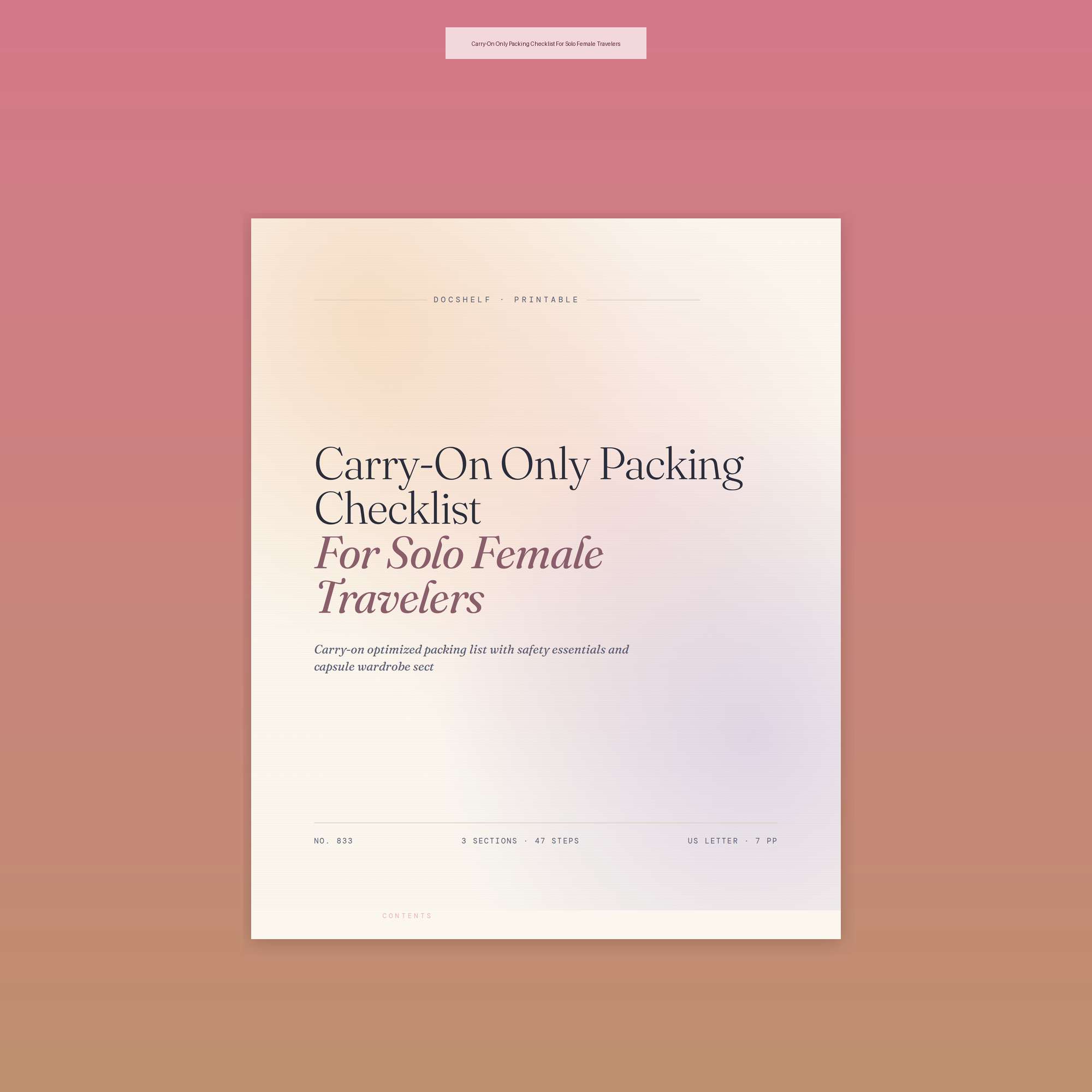 Carry-On Only Packing Checklist For Solo Female Travelers