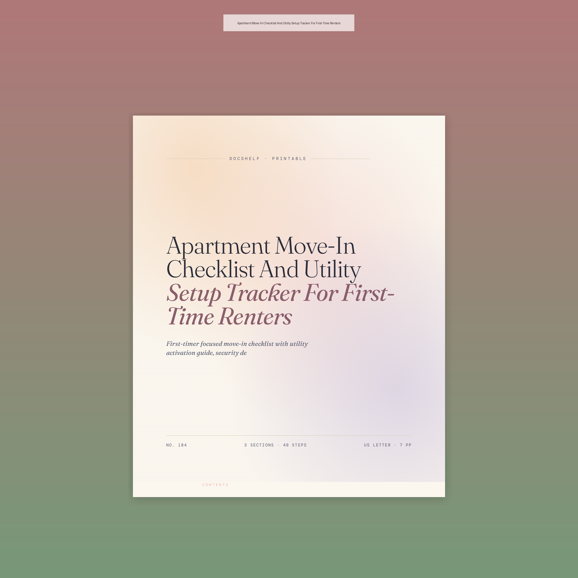 Apartment Move-In Checklist And Utility Setup Tracker For First-Time Renters