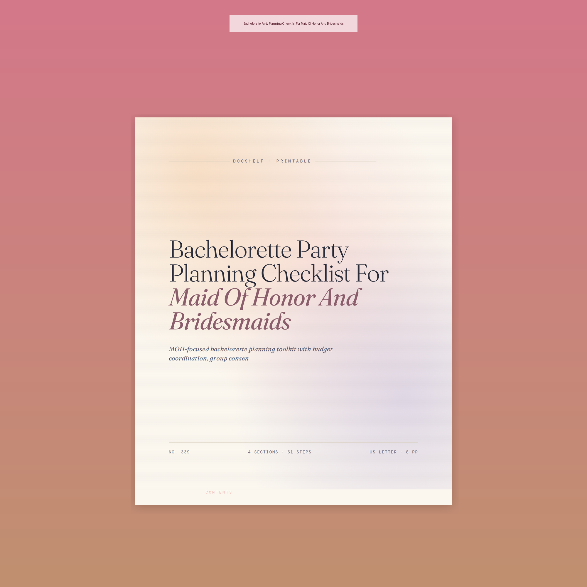 Bachelorette Party Planning Checklist For Maid Of Honor And Bridesmaids