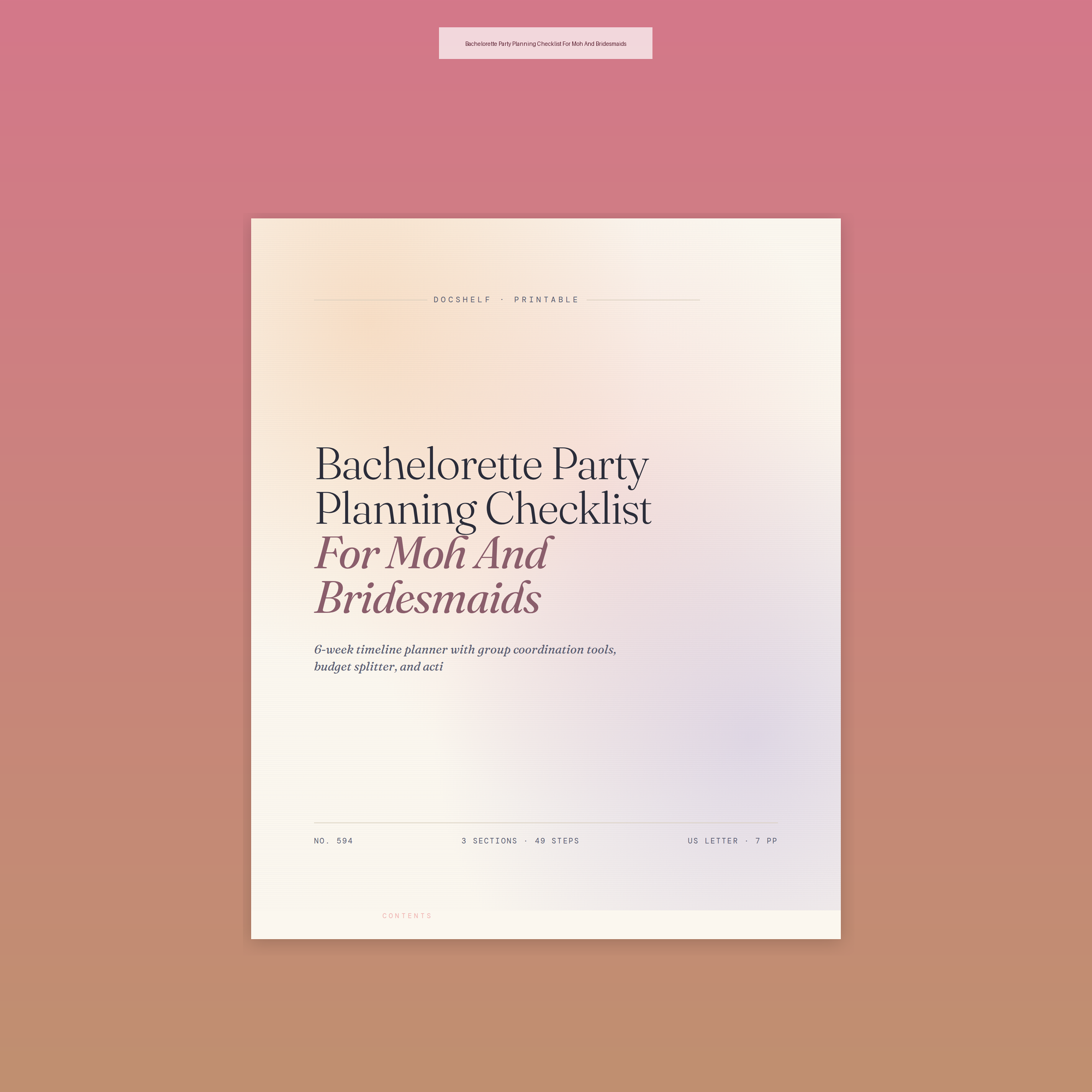Bachelorette Party Planning Checklist For Moh And Bridesmaids