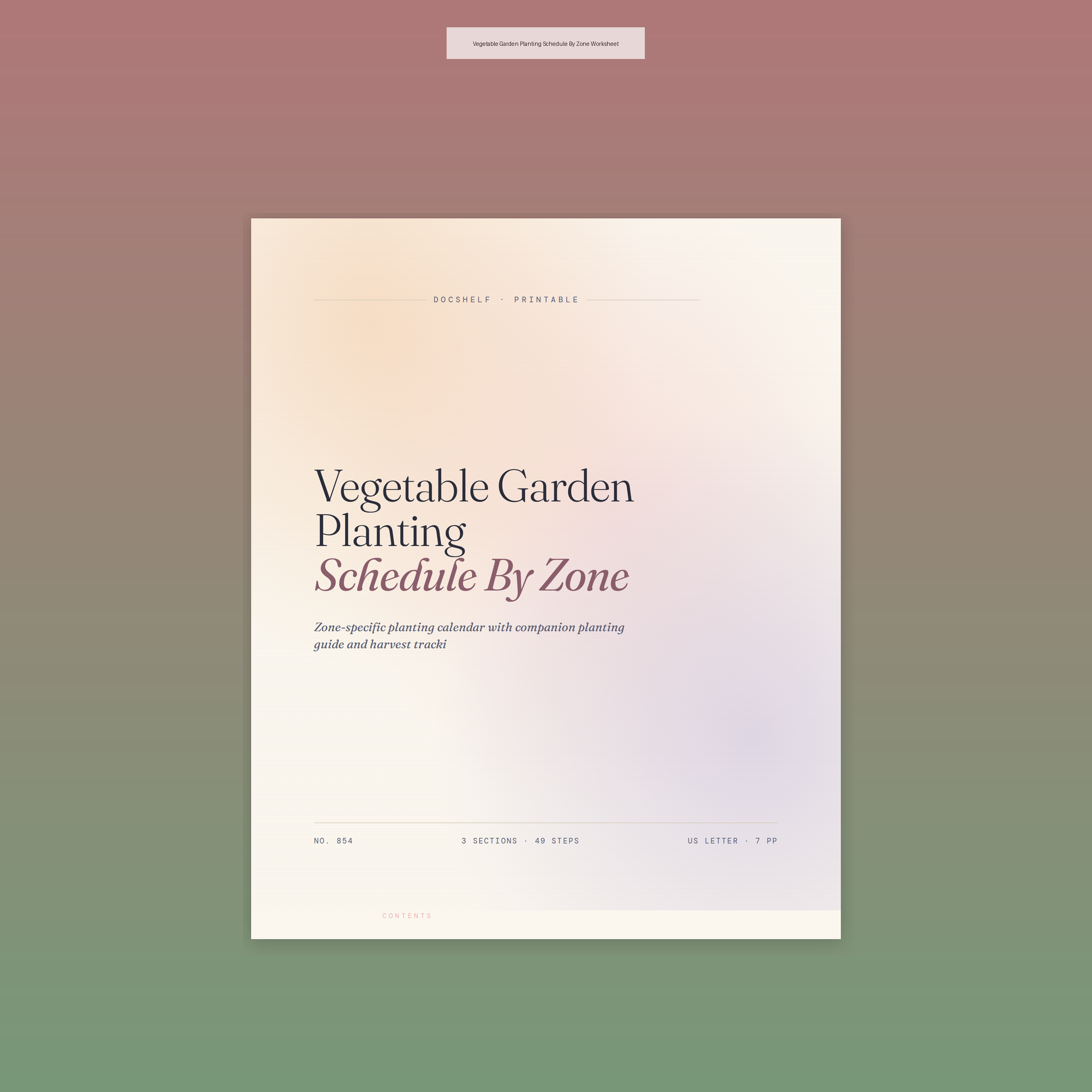 Vegetable Garden Planting Schedule By Zone Worksheet