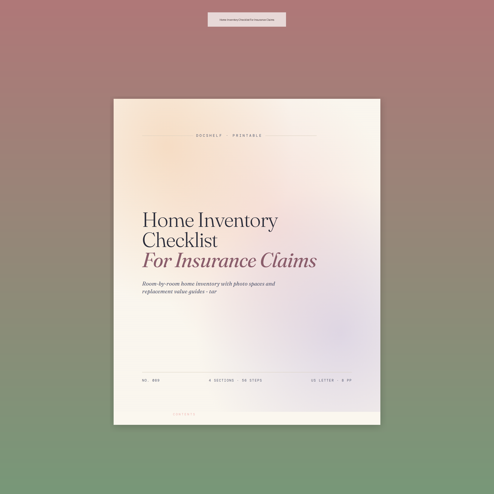 Home Inventory Checklist For Insurance Claims
