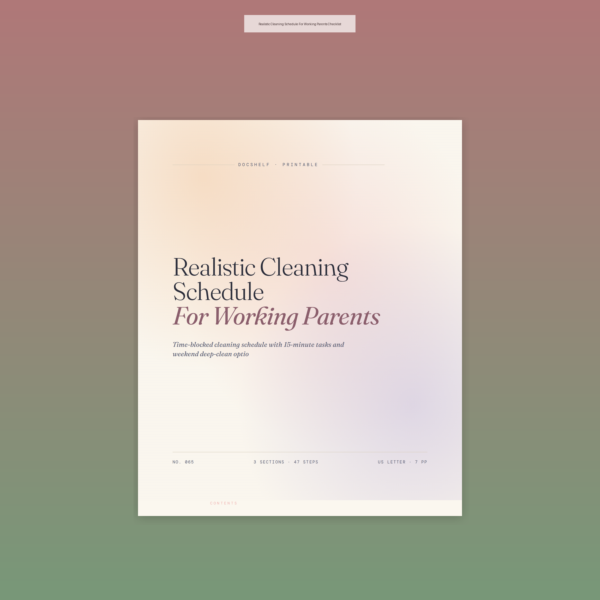 Realistic Cleaning Schedule For Working Parents Checklist