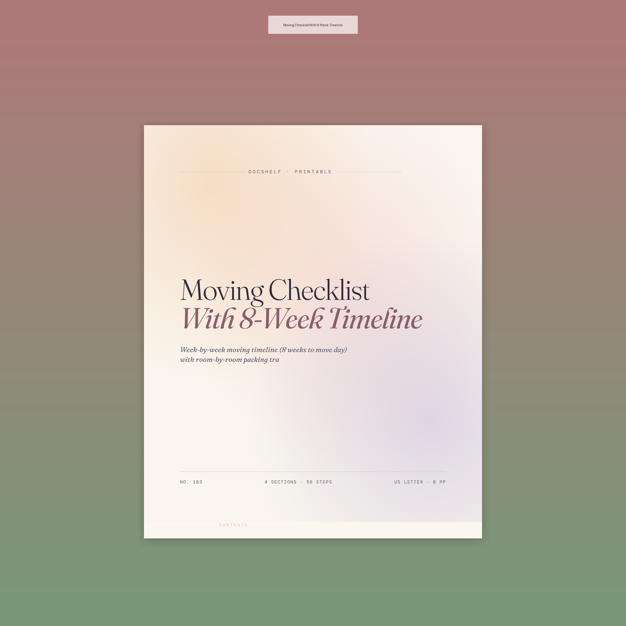Moving Checklist With 8-Week Timeline