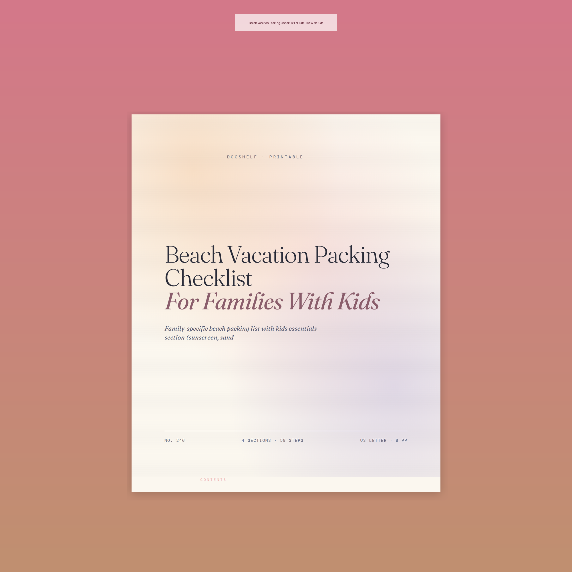 Beach Vacation Packing Checklist For Families With Kids