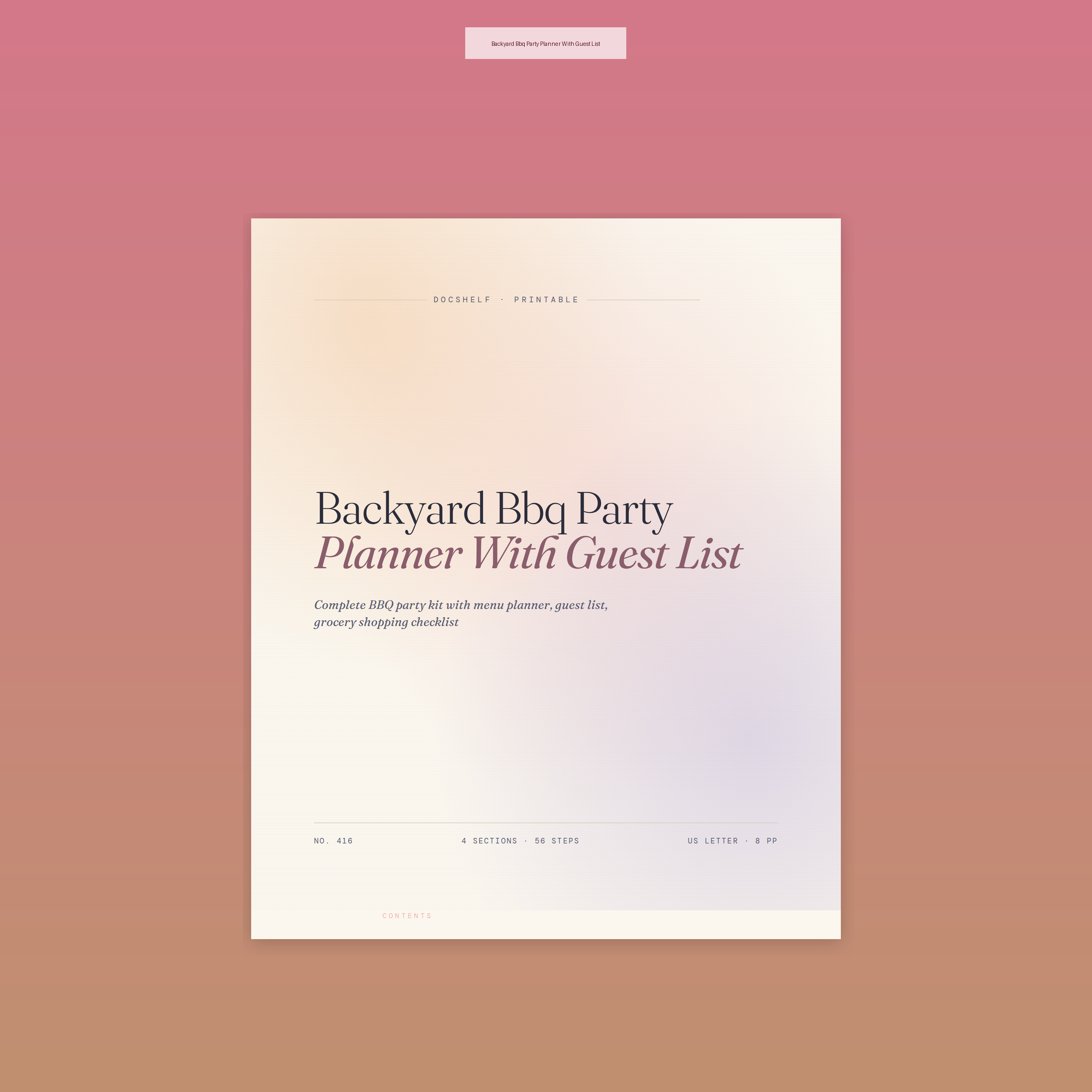 Backyard Bbq Party Planner With Guest List