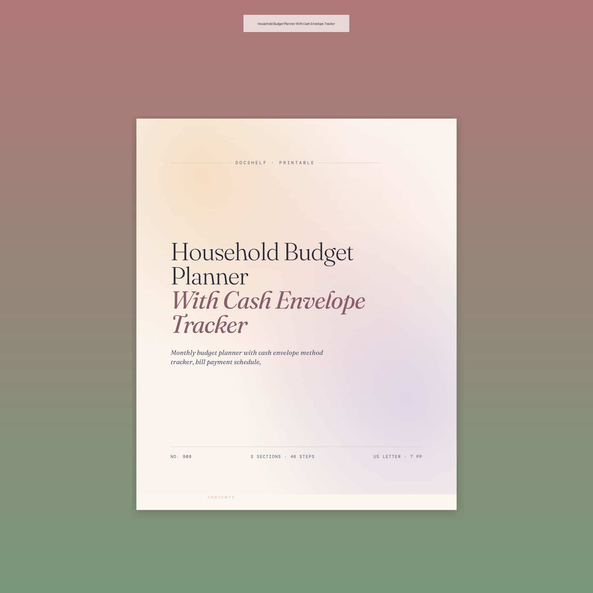 Household Budget Planner With Cash Envelope Tracker