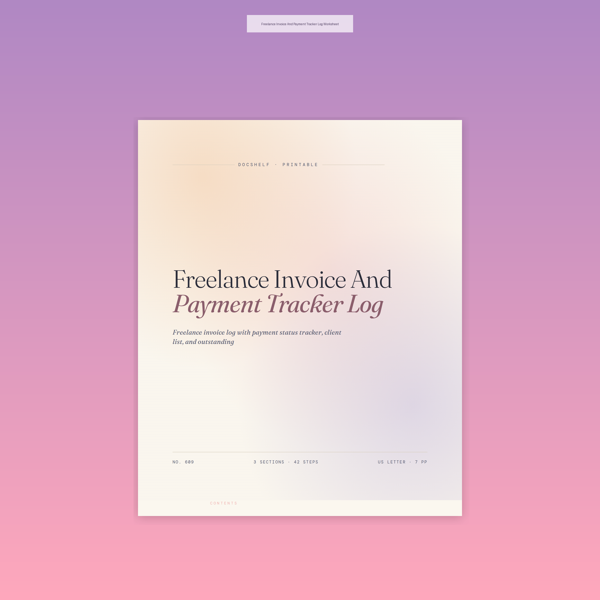 Freelance Invoice And Payment Tracker Log Worksheet