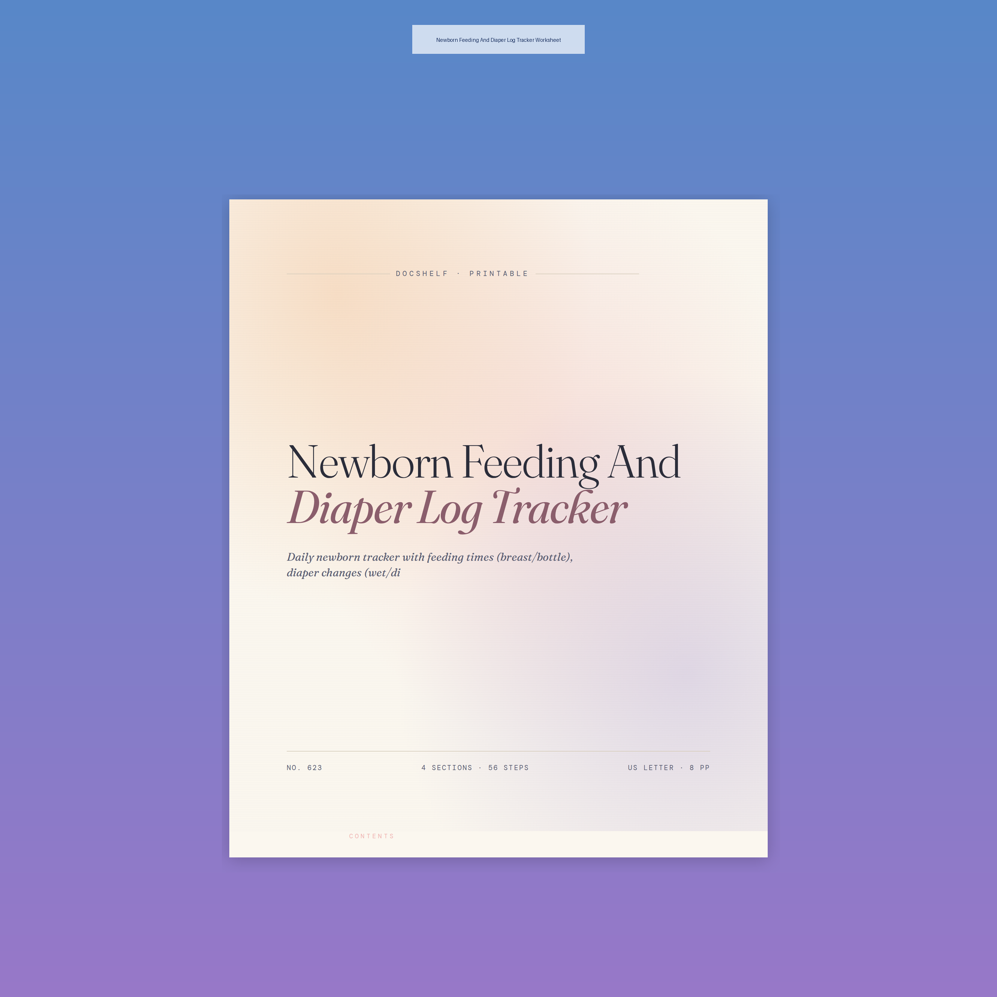Newborn Feeding And Diaper Log Tracker Worksheet