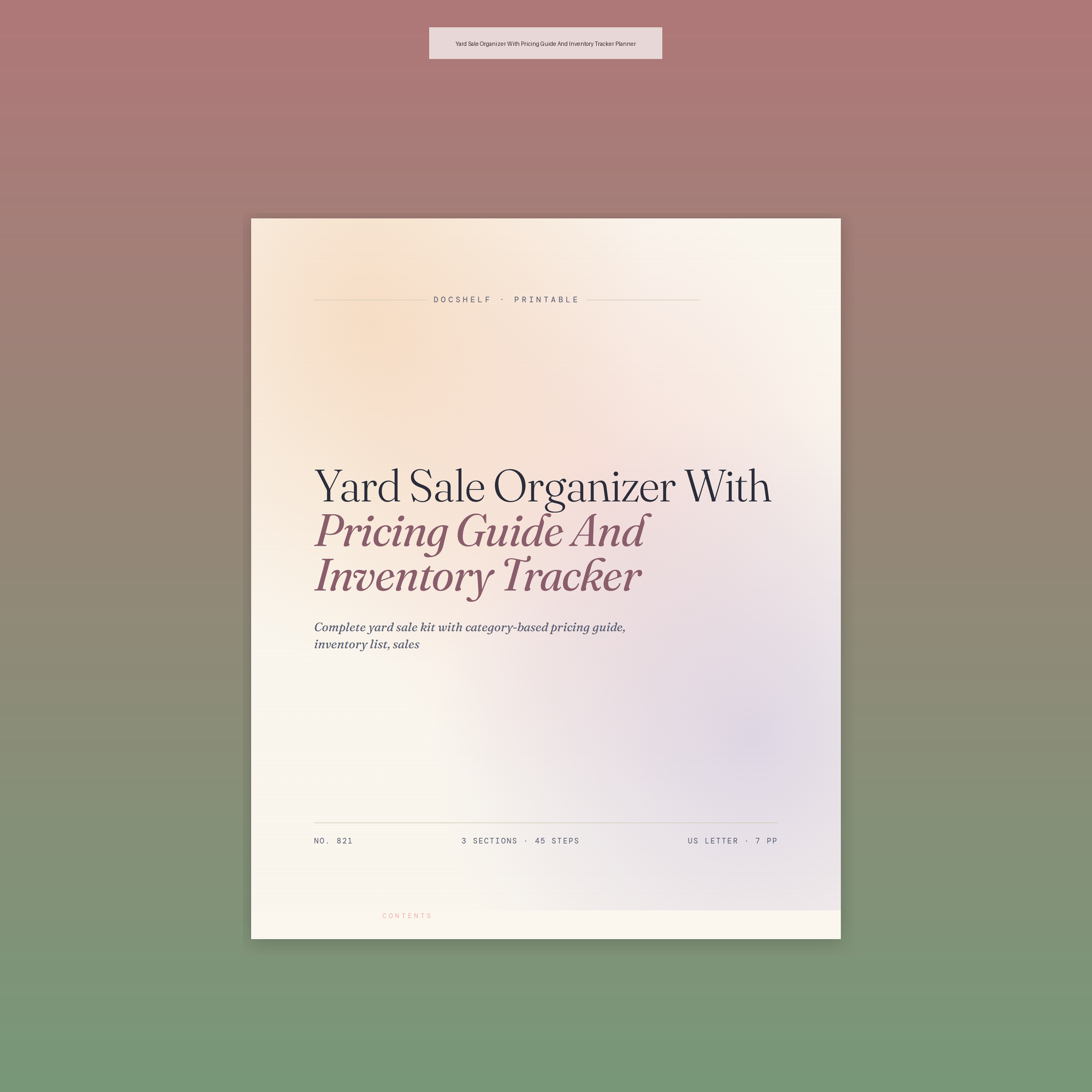 Yard Sale Organizer With Pricing Guide And Inventory Tracker Planner