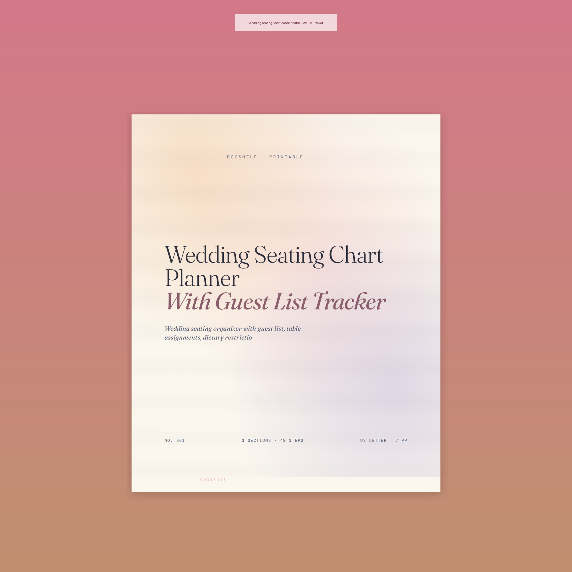 Wedding Seating Chart Planner With Guest List Tracker